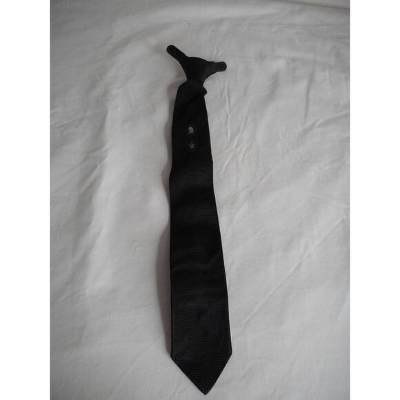 Vintage Black Blue Embroidered clip on Tie necktie - Picture 3 of 5